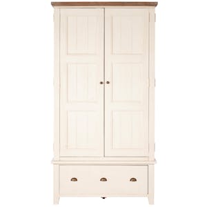 Armoire penderie blanche bois recyclé 107 cm BRISTOL
